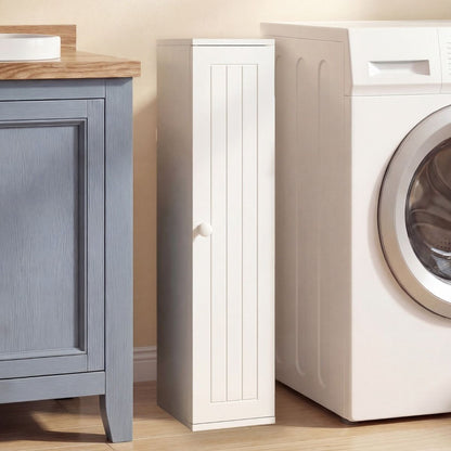 Mueble Baño Estrecho Con Orificio Papel Higiénico Puerta Pomo Estantes Extraíbles Organizador Espacios Reducidos Blanco