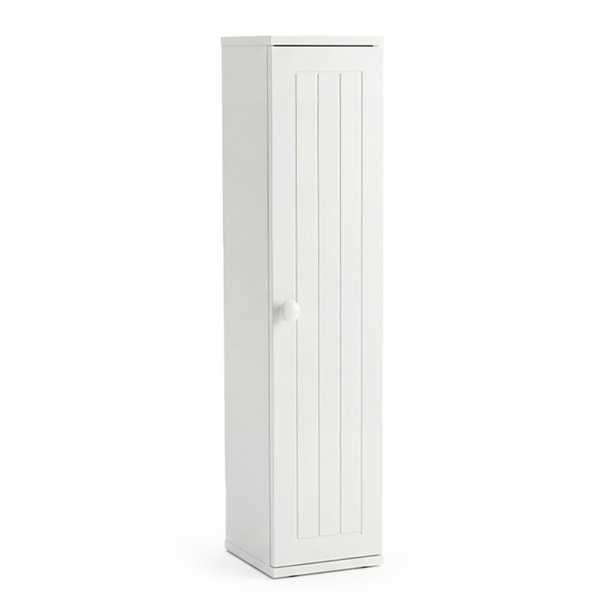 Mueble Baño Estrecho Con Orificio Papel Higiénico Puerta Pomo Estantes Extraíbles Organizador Espacios Reducidos Blanco