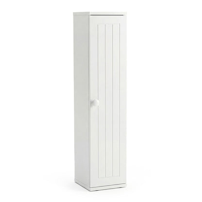 Mueble Baño Estrecho Con Orificio Papel Higiénico Puerta Pomo Estantes Extraíbles Organizador Espacios Reducidos Blanco