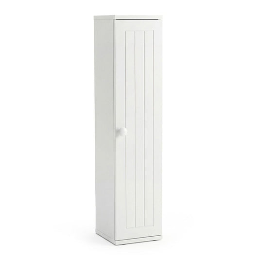 Mueble Baño Estrecho Con Orificio Papel Higiénico Puerta Pomo Estantes Extraíbles Organizador Espacios Reducidos Blanco