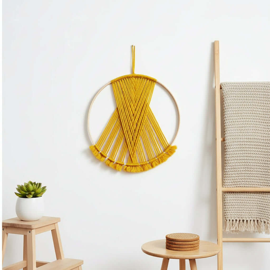 Colorful Dream Catcher Wall Hanging – Boho Circle Woven Room Decor