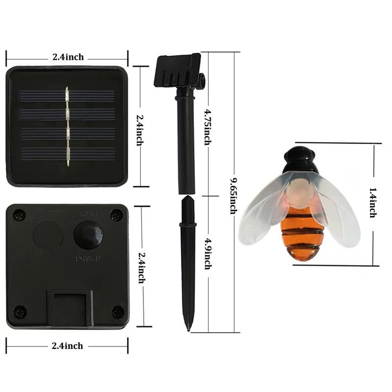 New Solar Powered Cute Honey Bee Led String Fairy Light 20Leds 50Leds Bee Outdoor Garden Fence Patio Christmas Garland Lights