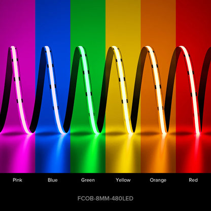 LED Strip 12V Flexible 5Mm 8Mm Width High Density Blue White Red Green Pink Yellow Flexible Dimmable RA90 Cob LED Strip