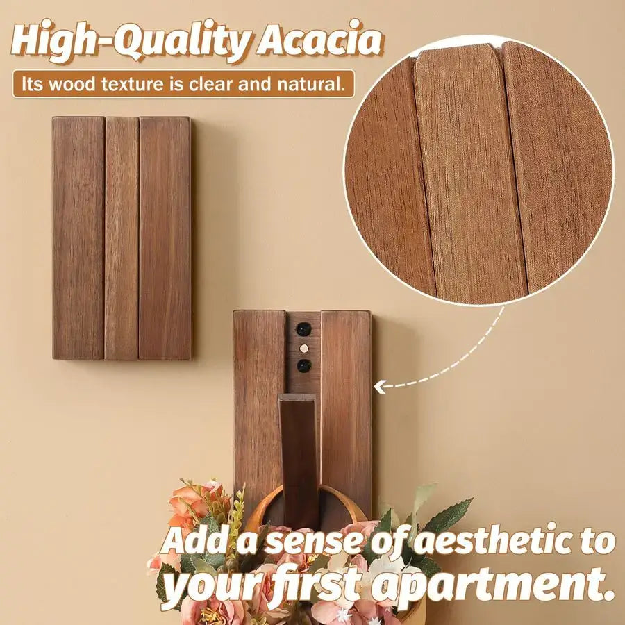 Foldable Bamboo Wall Hooks 4 Pack – Heavy Duty Space Saving Coat Rack
