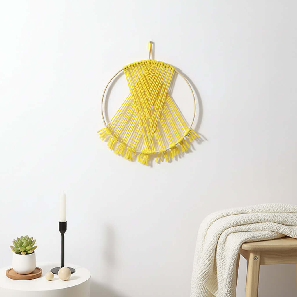 Colorful Dream Catcher Wall Hanging – Boho Circle Woven Room Decor